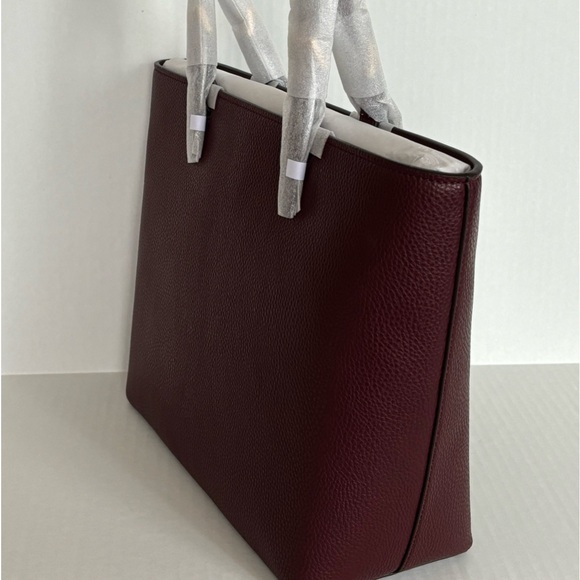 NWT Michael Kors Jet Set Travel Medium Double Pocket Tote Oxblood Vegan Leather - Picture 8 of 14